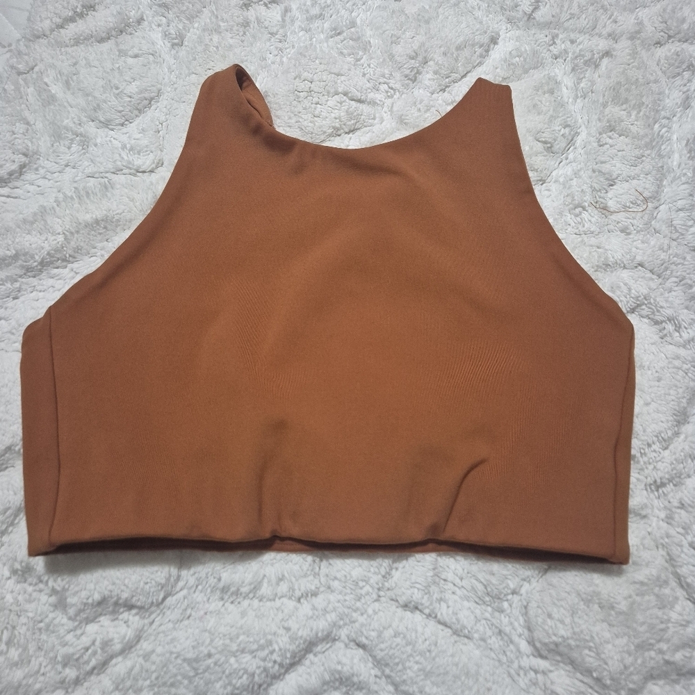 Girlfriend Collective Women's Sports Bra in Rust...topanga Halter Bra..size:S - Picture 3 of 10